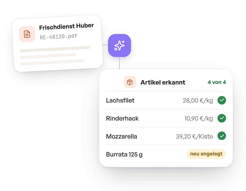 KI liest die Rechnung eines Lieferanten und legt Artikel mit Preisen in Heptic an